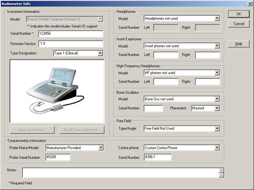 Audiometer information screen